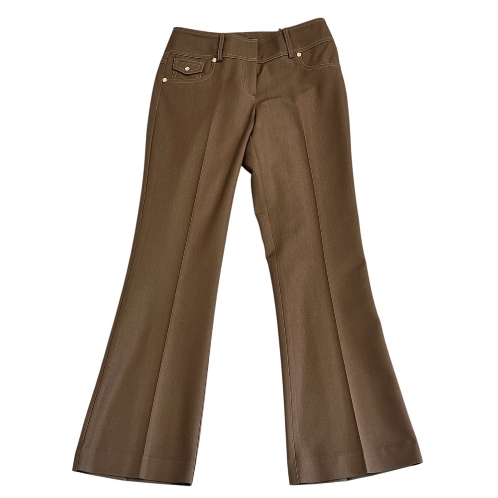 Caché Contour Collection Brown Flare Pants Size 6
